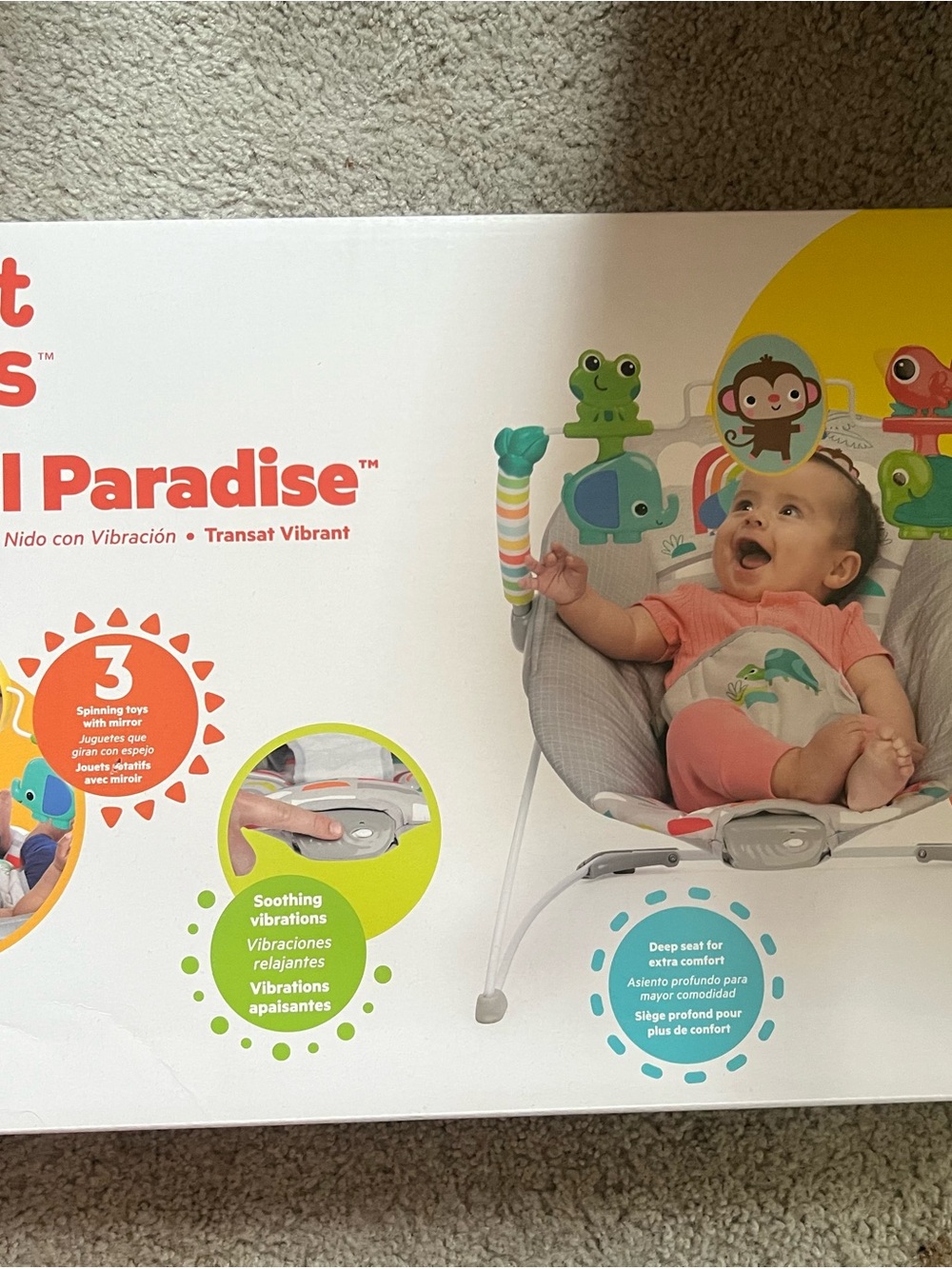 Fisher-Price Infant Bouncer with Pink, Green, Blue Accents